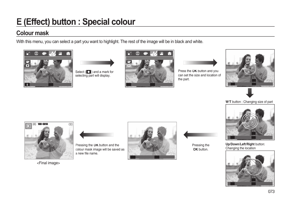 E (effect) button : special colour, Colour mask, Final image | Samsung EC-I85ZZBBA-AU User Manual | Page 73 / 130