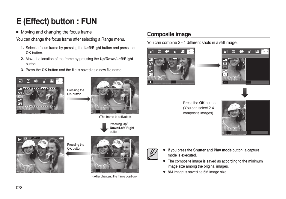 E (effect) button : fun, Composite image | Samsung EC-I85ZZBBA-AU User Manual | Page 78 / 130