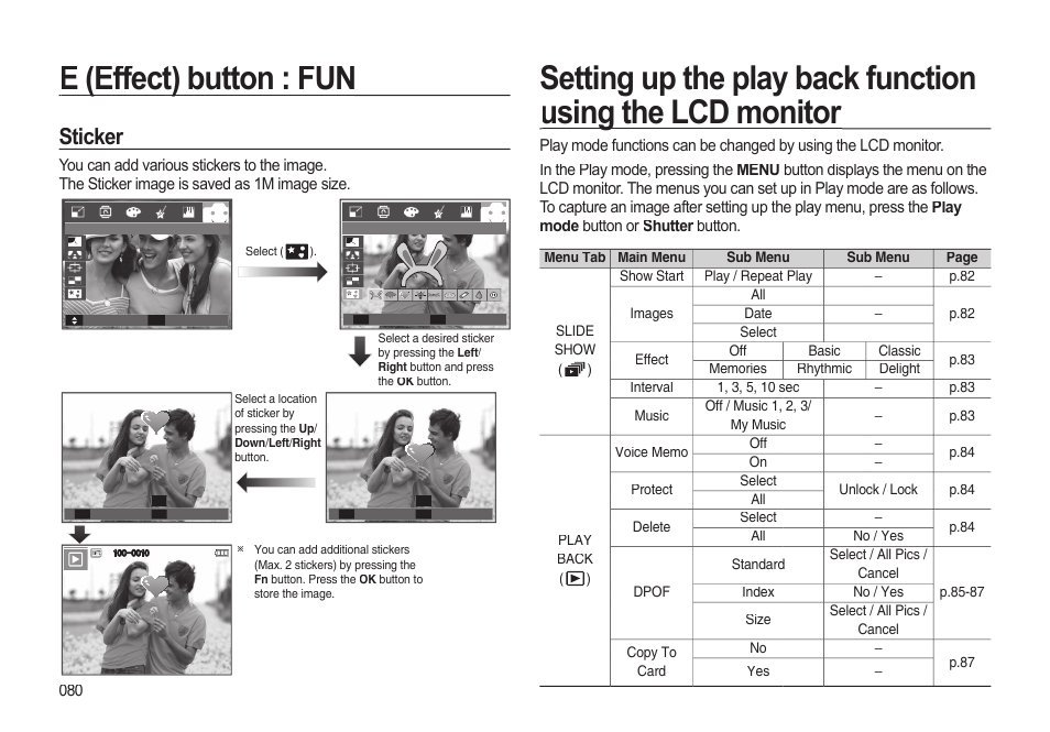 E (effect) button : fun, Sticker | Samsung EC-I85ZZBBA-AU User Manual | Page 80 / 130