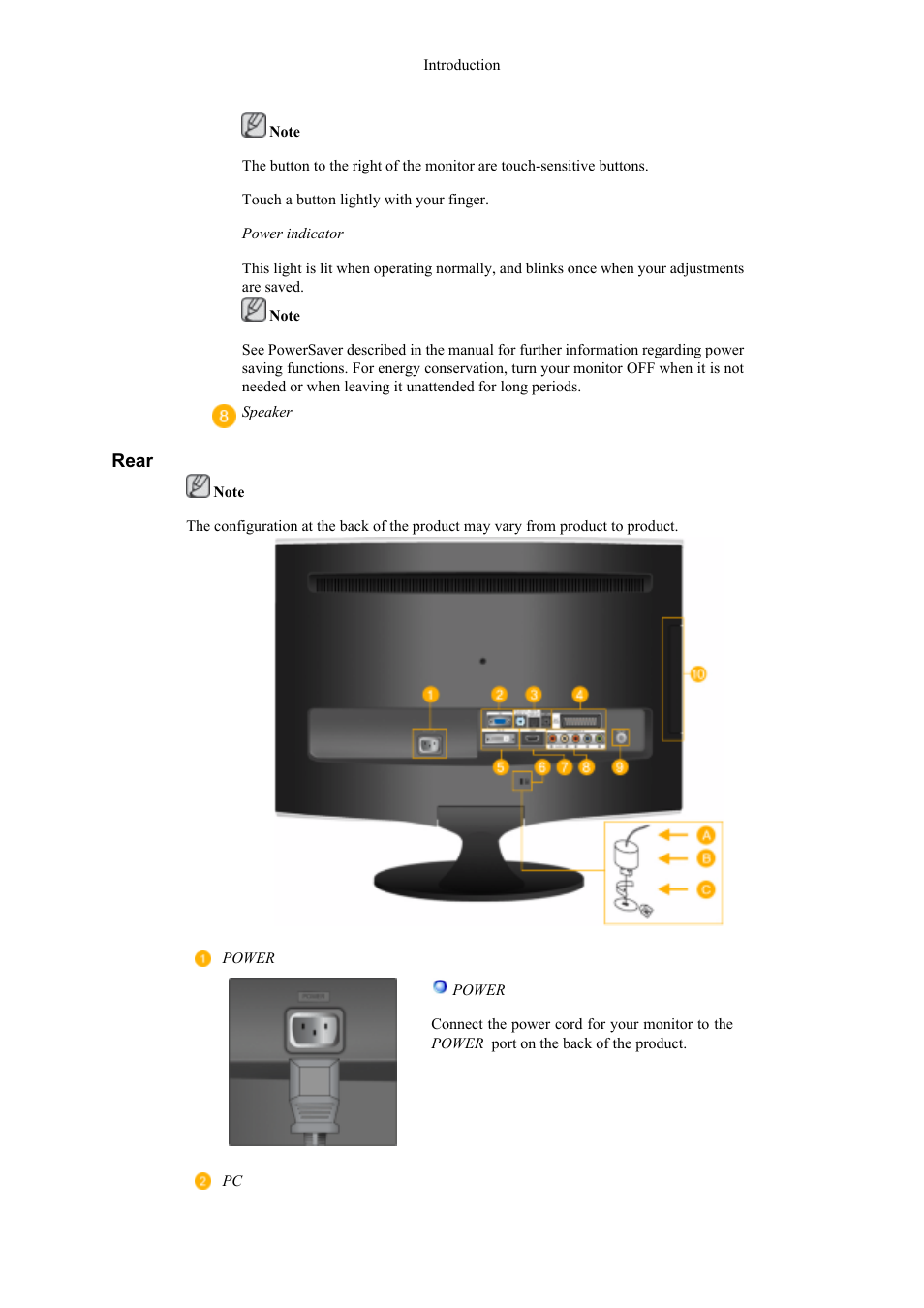 Rear | Samsung LS20TDNSUV-ZA User Manual | Page 13 / 80