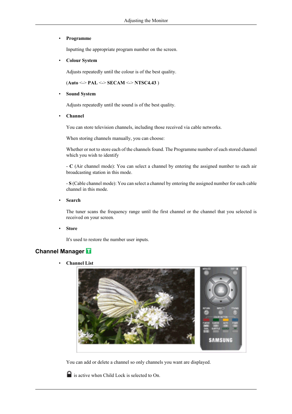 Channel manager | Samsung LS20TDNSUV-ZA User Manual | Page 49 / 80