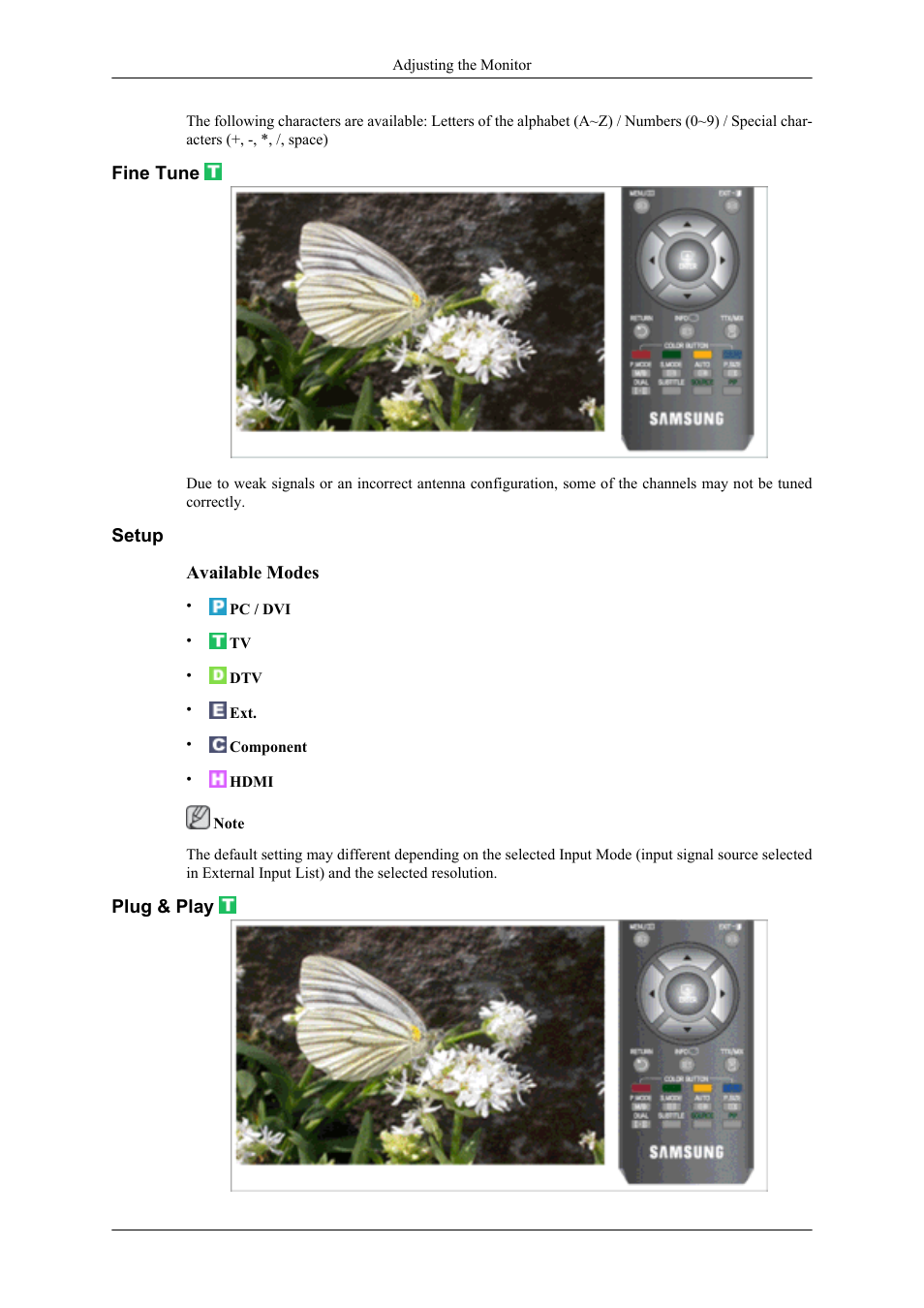 Fine tune, Setup, Plug & play | Samsung LS20TDNSUV-ZA User Manual | Page 51 / 80