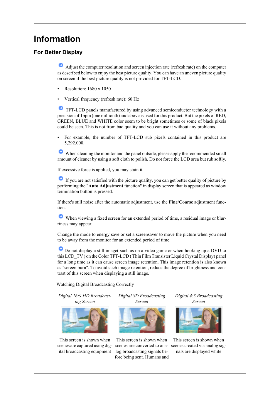 Information, For better display | Samsung LS20TDNSUV-ZA User Manual | Page 71 / 80