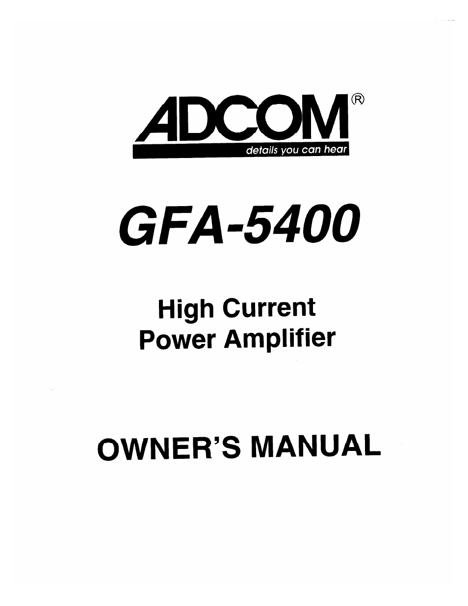 Adcom GFA-5400 User Manual | 8 pages