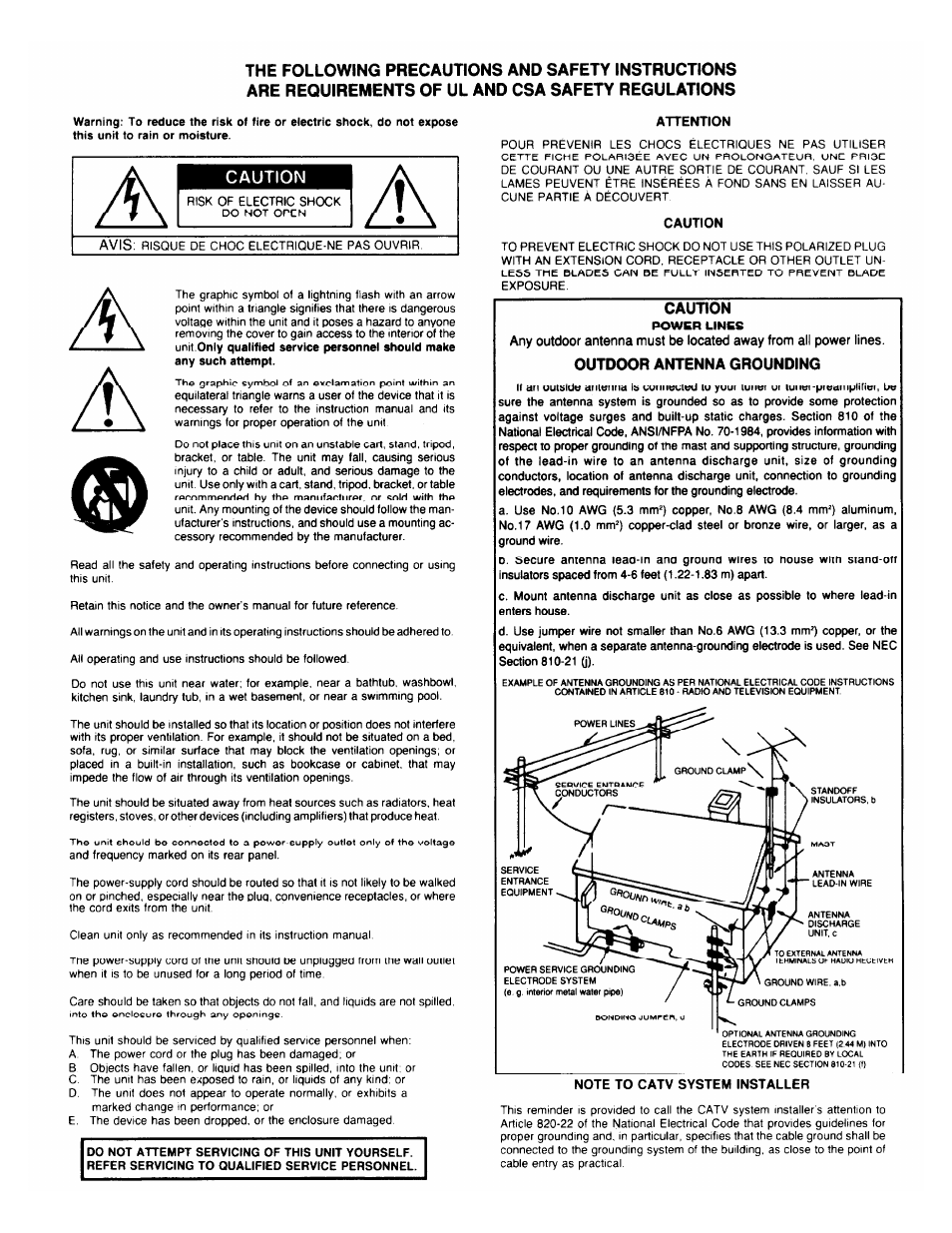 Caution | Adcom GFA-5400 User Manual | Page 2 / 8