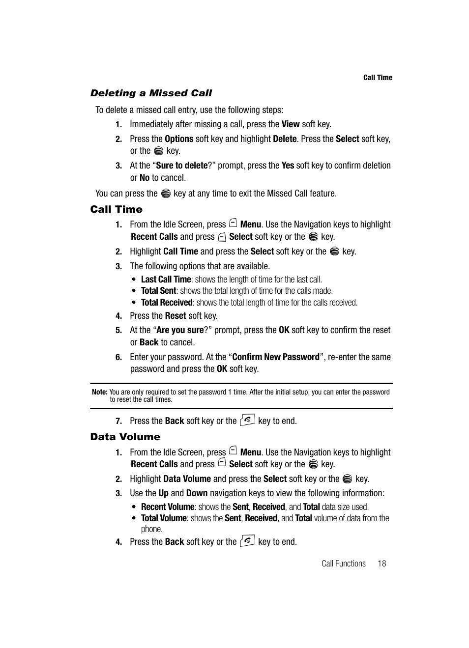 Call time data volume, Call time, Data volume | Samsung SGH-A117ZKCATT User Manual | Page 21 / 92