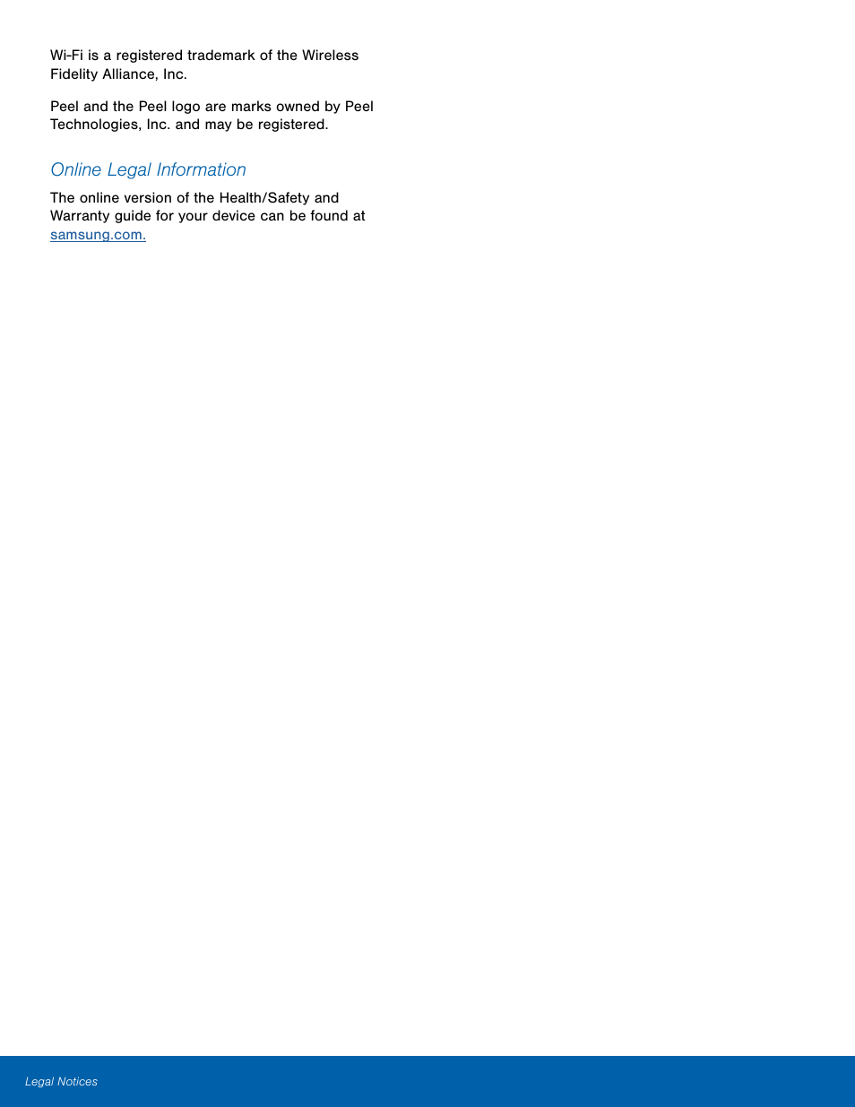 Online legal information | Samsung SM-T800NTSAXAR User Manual | Page 4 / 83
