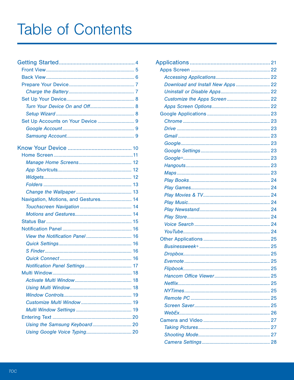 Samsung SM-T800NTSAXAR User Manual | Page 5 / 83