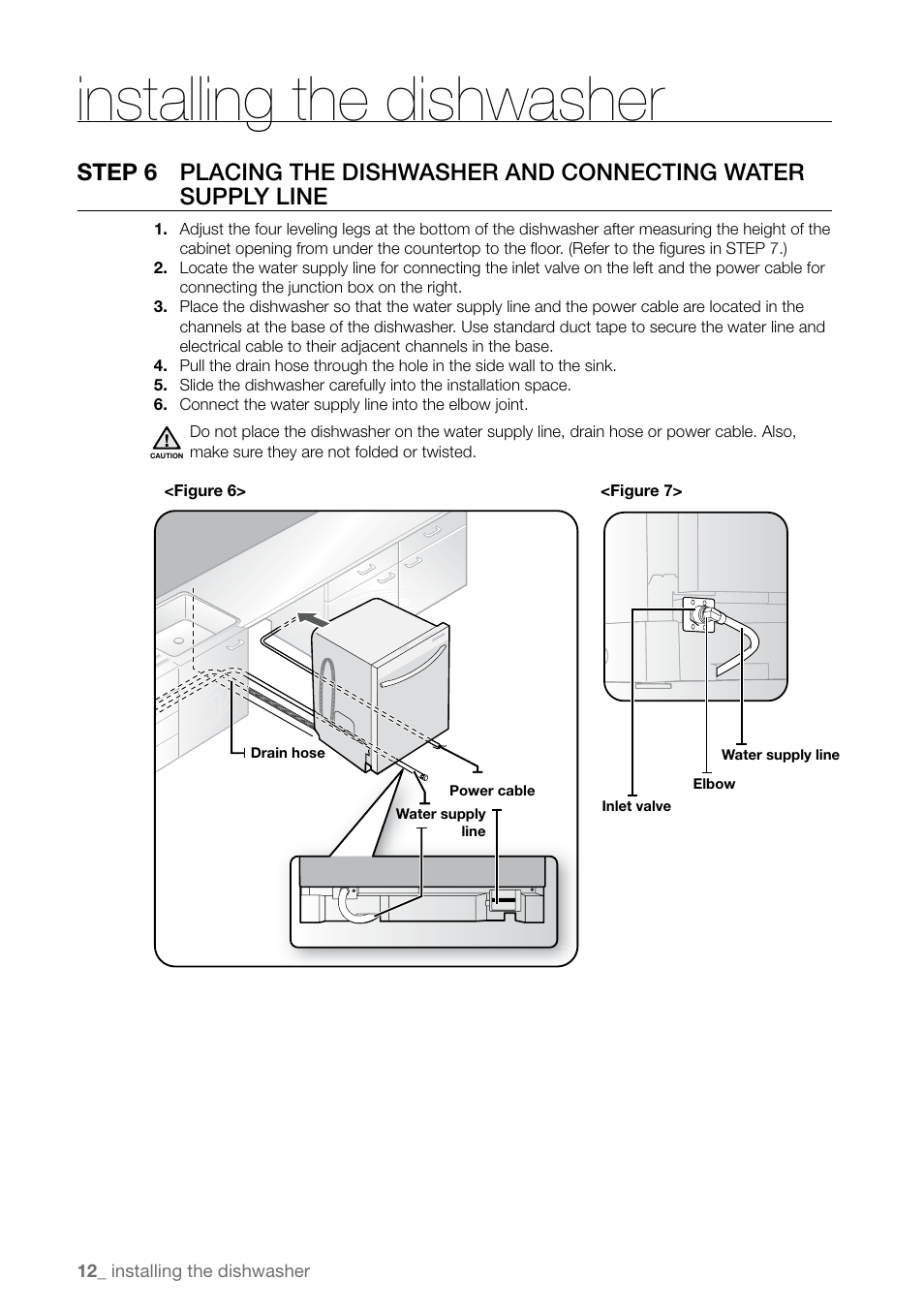 Installing the dishwasher | Samsung DMR77LHW-XAC User Manual | Page 12 / 20