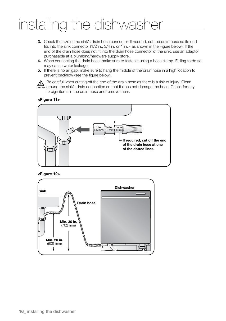 Installing the dishwasher | Samsung DMR77LHW-XAC User Manual | Page 16 / 20