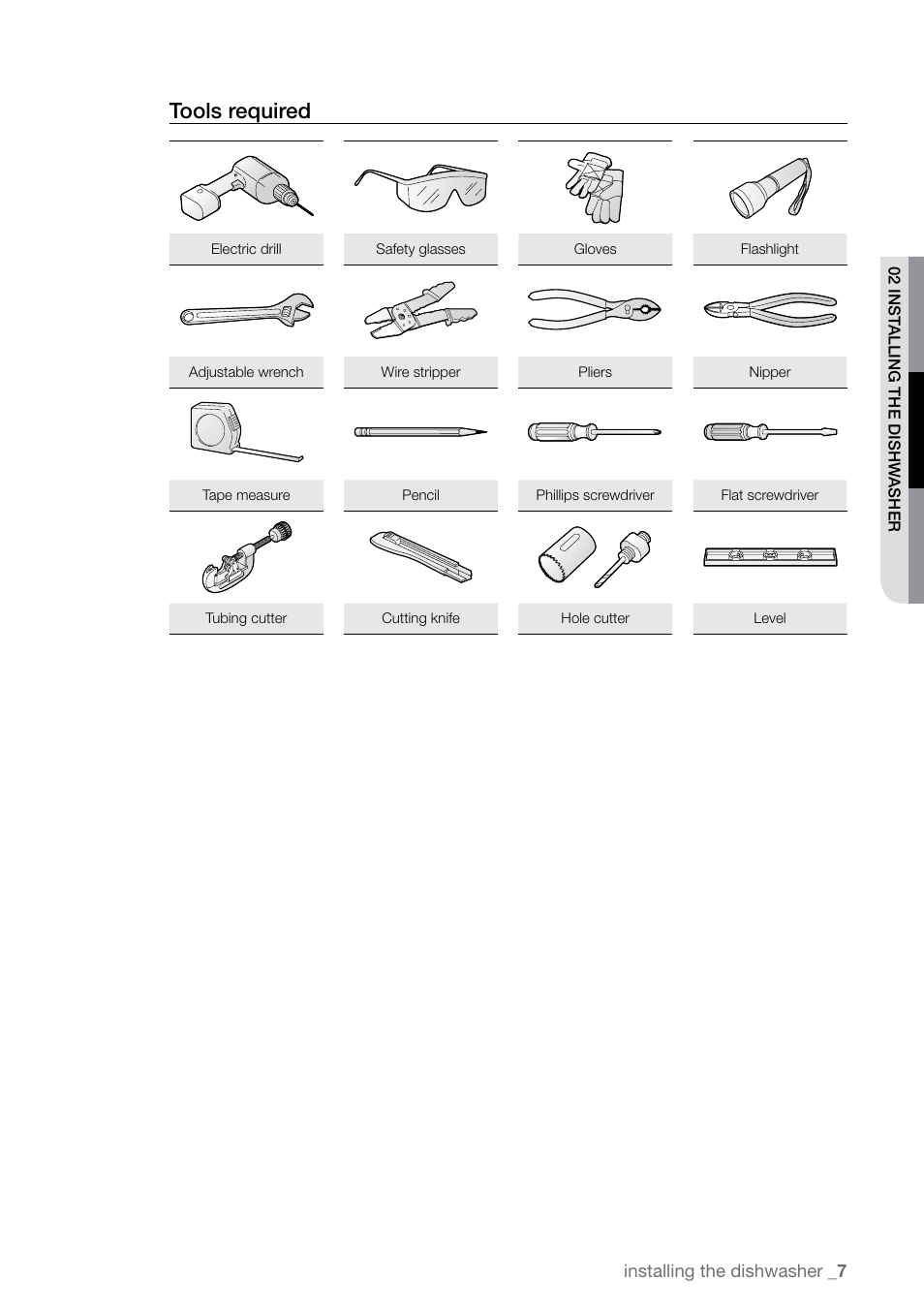Tools required | Samsung DMR77LHW-XAC User Manual | Page 7 / 20