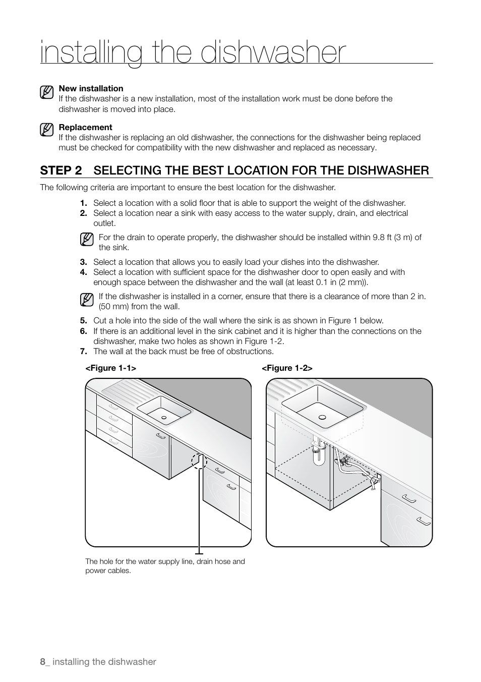 Installing the dishwasher | Samsung DMR77LHW-XAC User Manual | Page 8 / 20
