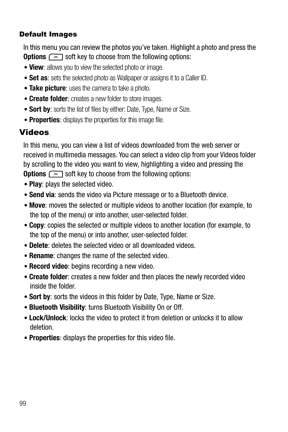 Videos | Samsung SGH-T819CNATMB User Manual | Page 102 / 186