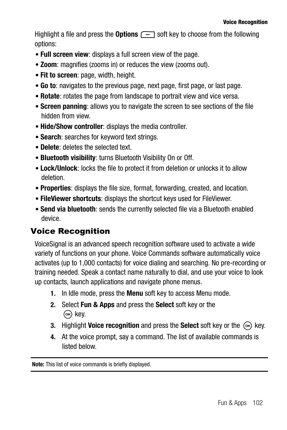 Voice recognition | Samsung SGH-T819CNATMB User Manual | Page 105 / 186