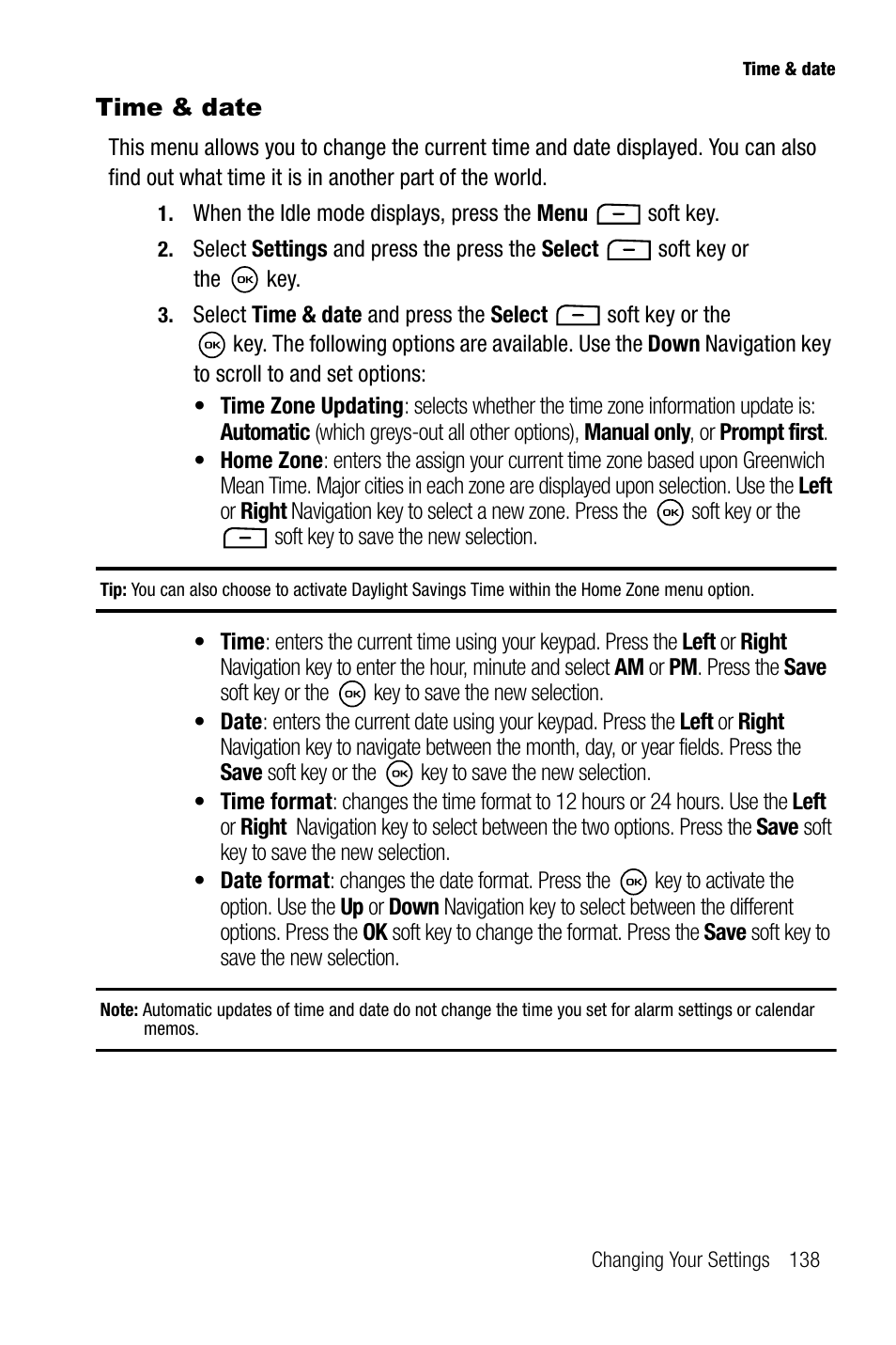 Time & date | Samsung SGH-T819CNATMB User Manual | Page 141 / 186