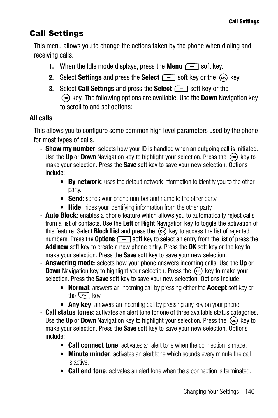 Call settings, All calls | Samsung SGH-T819CNATMB User Manual | Page 143 / 186
