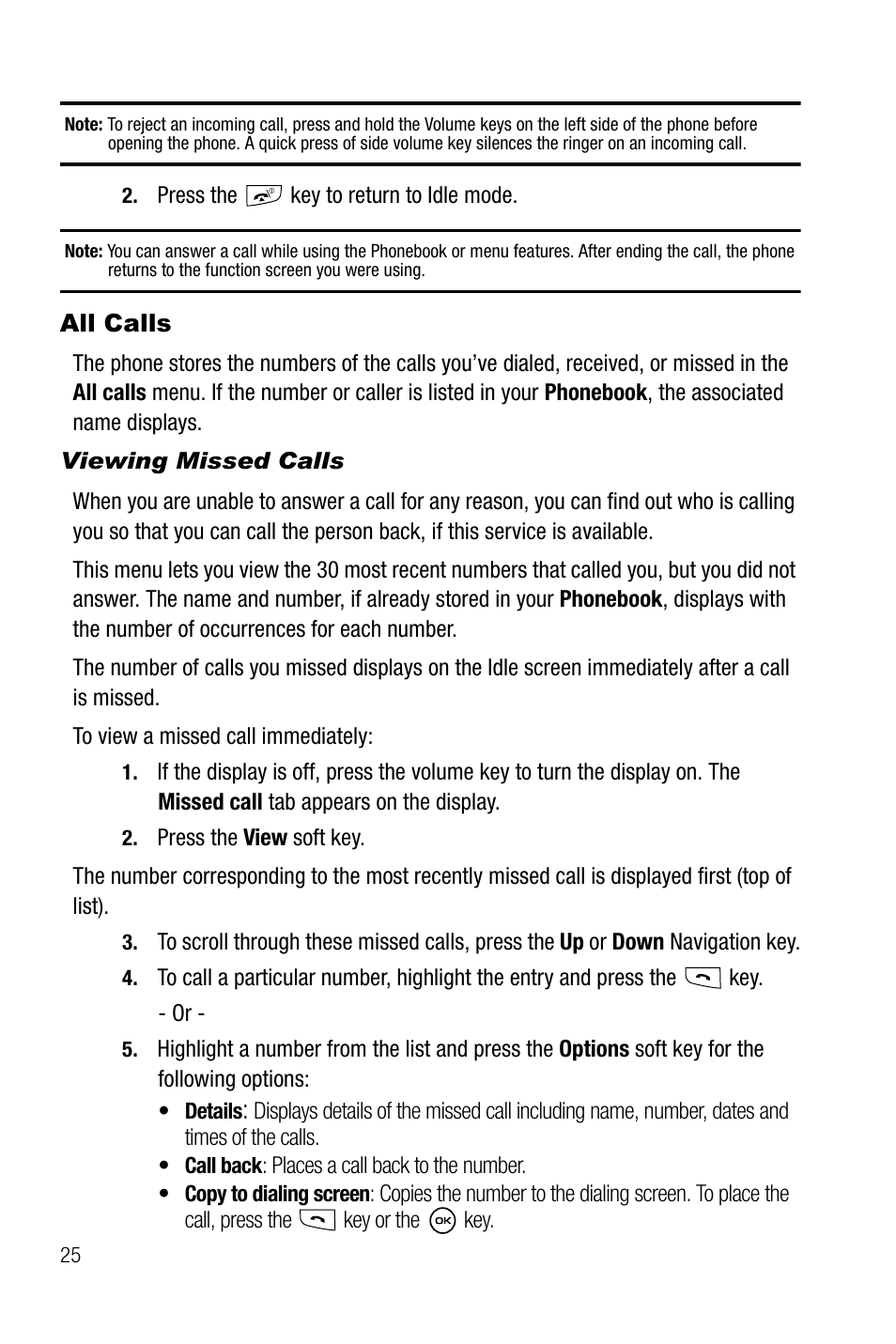 All calls, Viewing missed calls | Samsung SGH-T819CNATMB User Manual | Page 28 / 186
