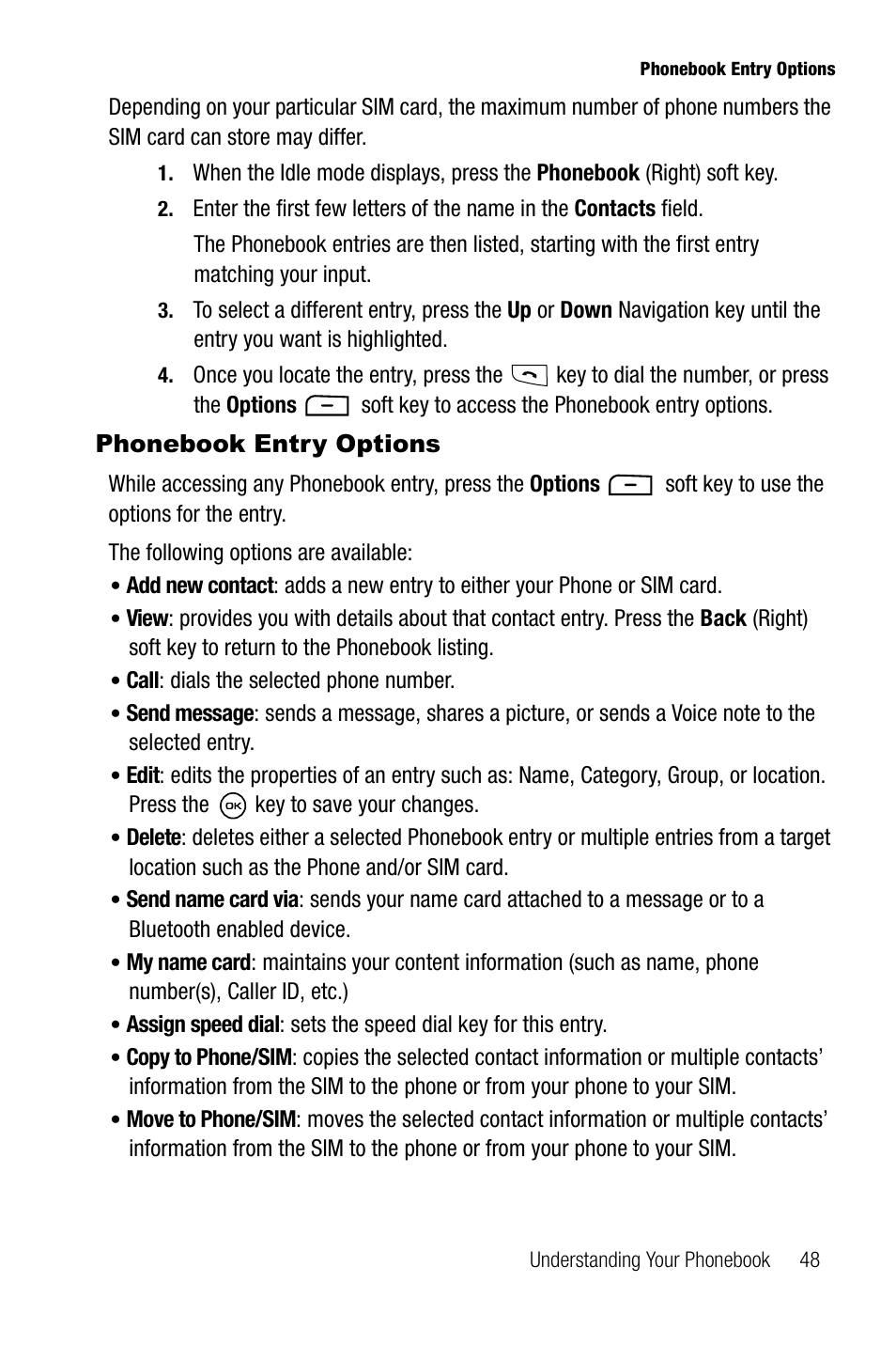 Phonebook entry options | Samsung SGH-T819CNATMB User Manual | Page 51 / 186