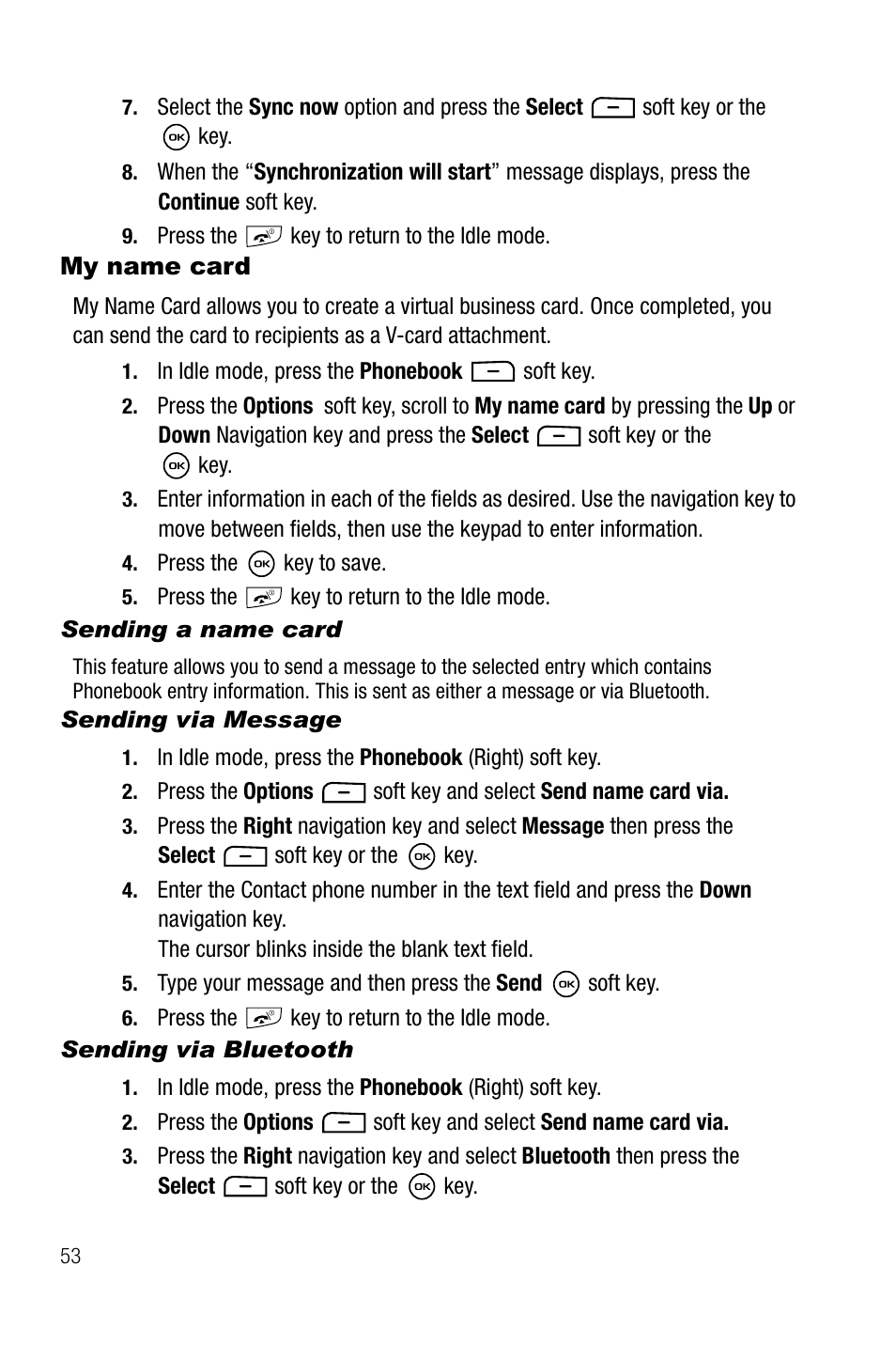 My name card, Sending a name card, Sending via message | Sending via bluetooth | Samsung SGH-T819CNATMB User Manual | Page 56 / 186