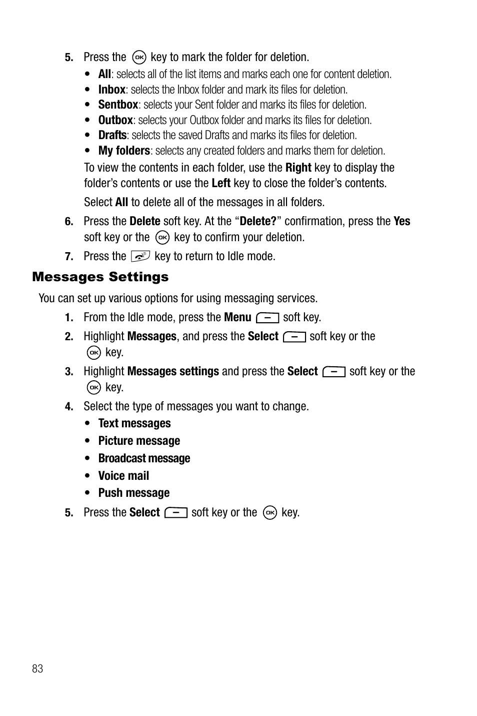 Messages settings | Samsung SGH-T819CNATMB User Manual | Page 86 / 186