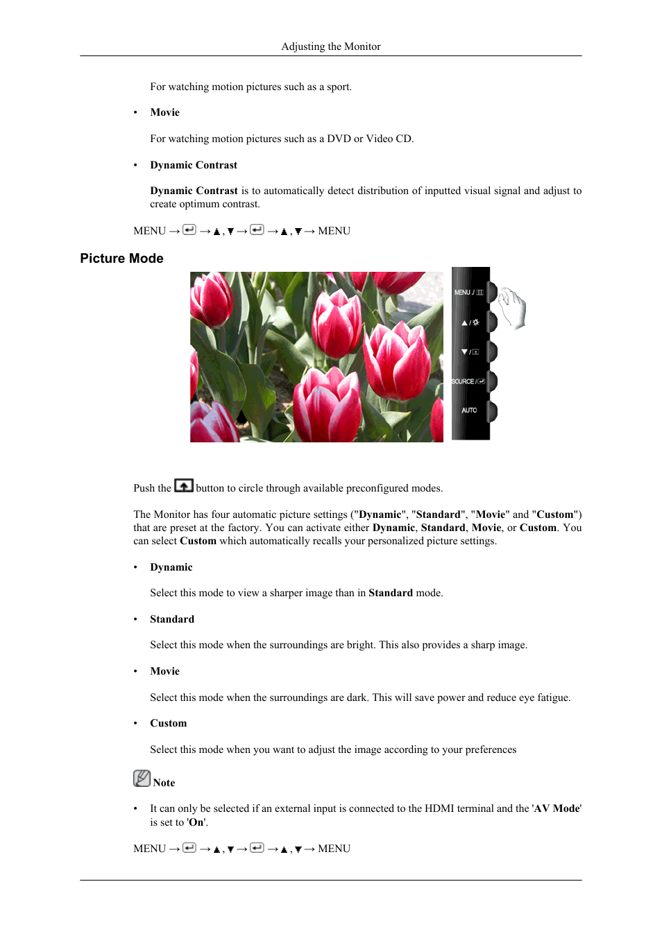 Picture mode | Samsung LS26TWHSUV-ZA User Manual | Page 39 / 69