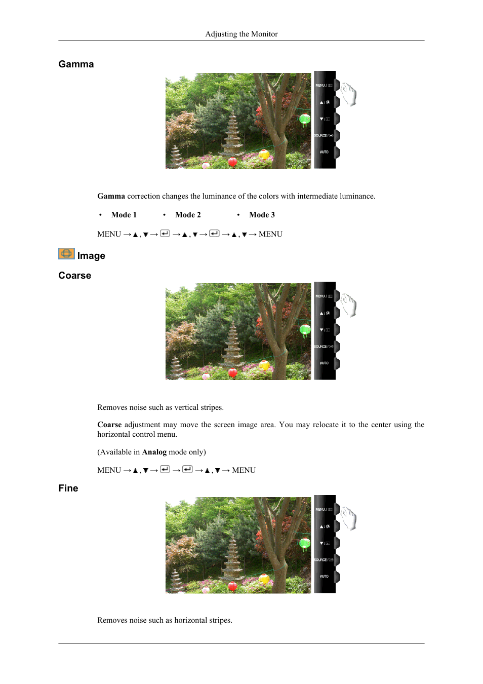 Gamma, Image, Coarse | Fine | Samsung LS26TWHSUV-ZA User Manual | Page 42 / 69