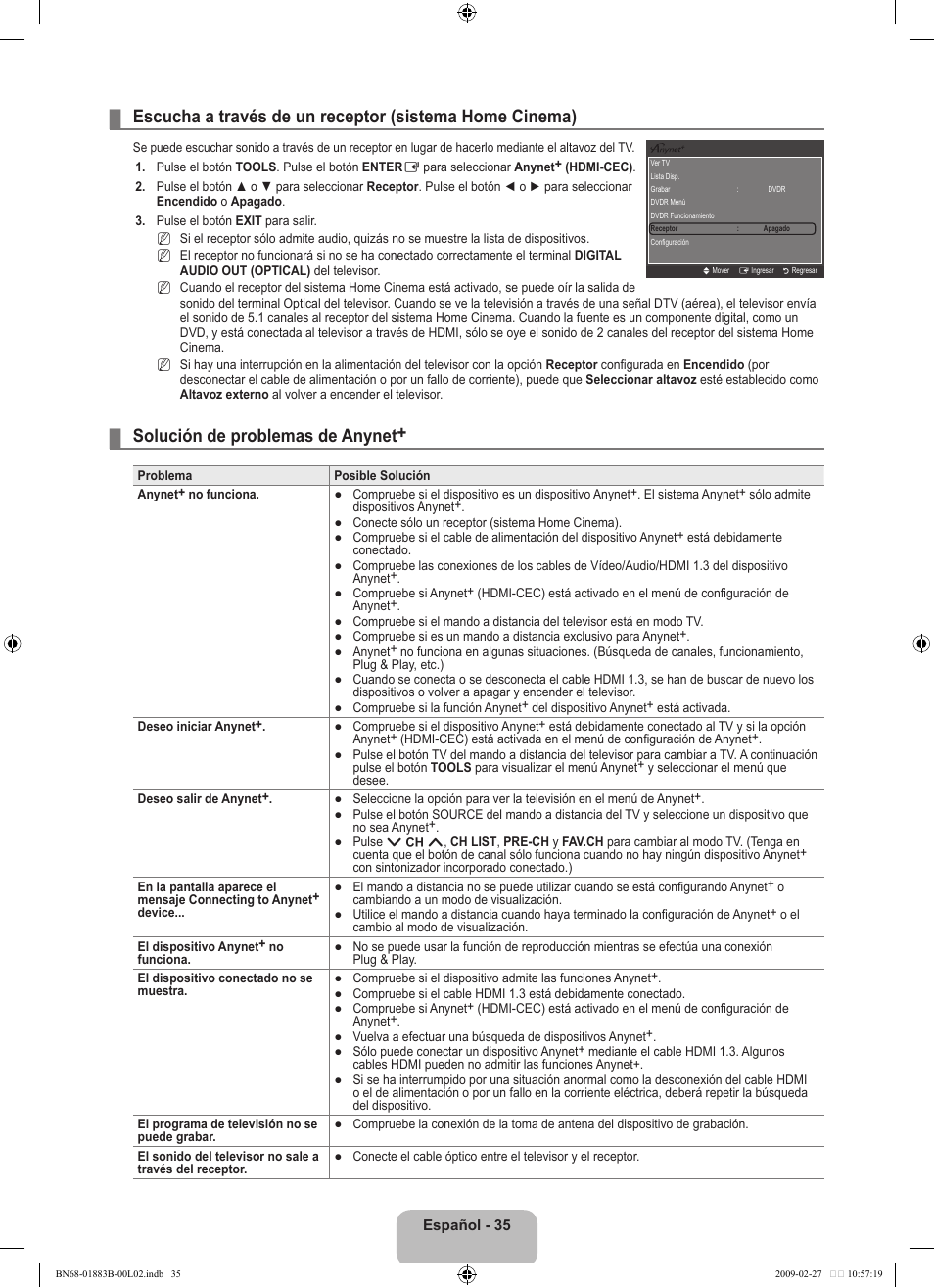 Solución de problemas de anynet | Samsung LN40B540P8FUZA User Manual | Page 81 / 89