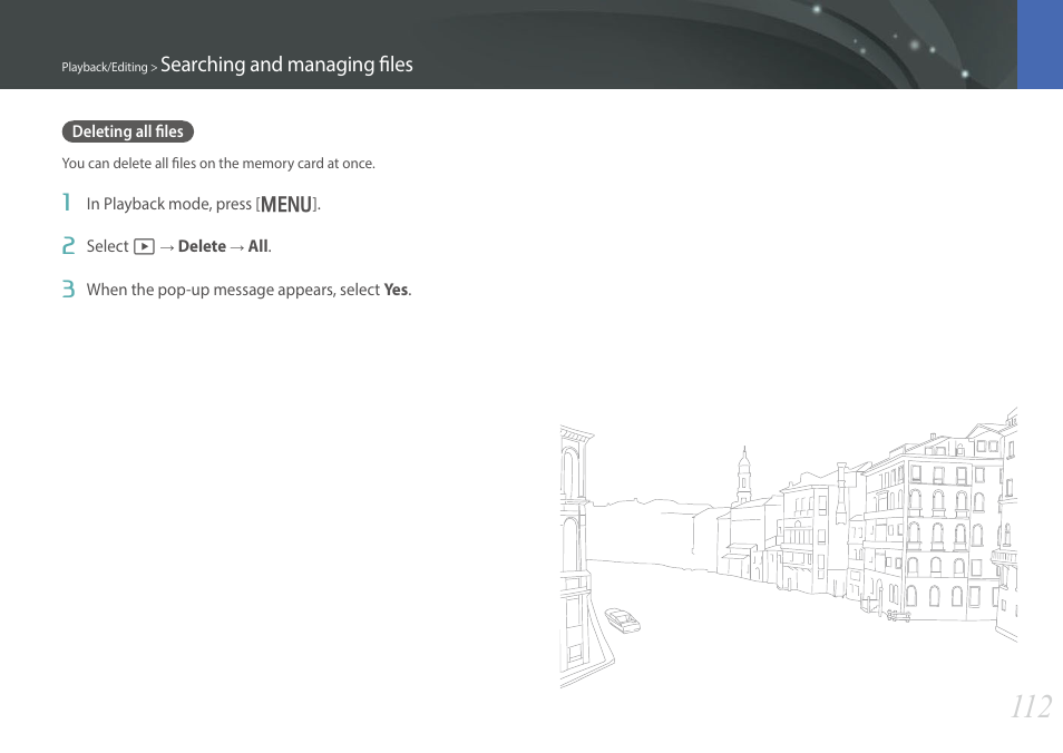 Deleting all files | Samsung EV-NX300MBSTUS User Manual | Page 113 / 203