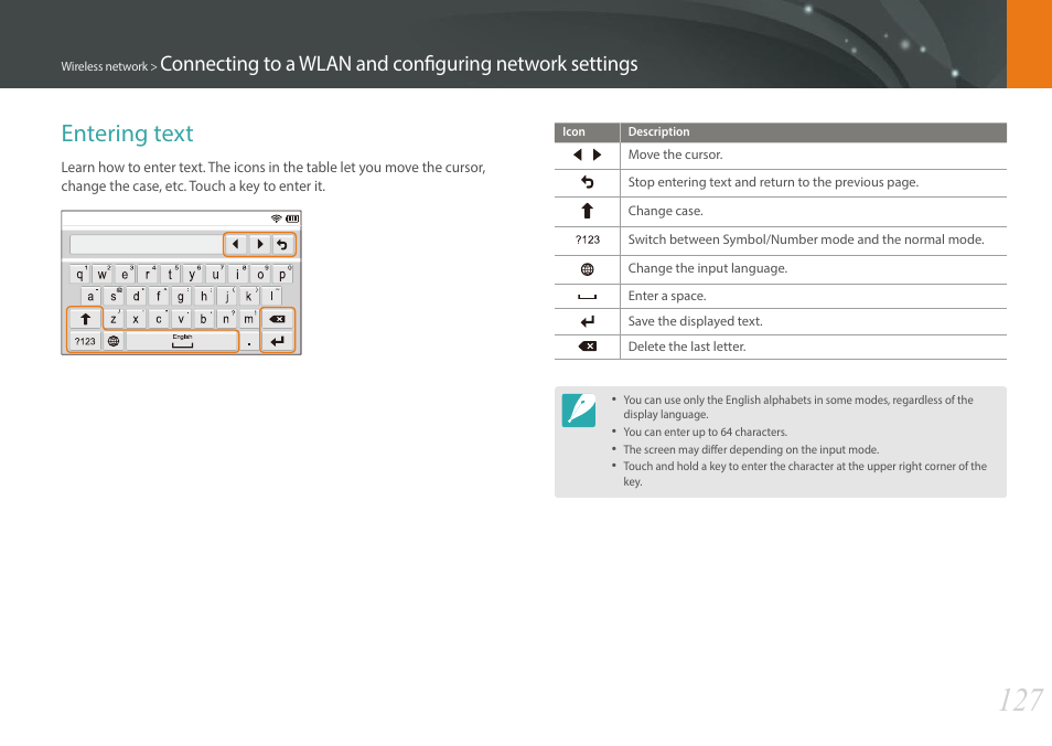 Entering text | Samsung EV-NX300MBSTUS User Manual | Page 128 / 203