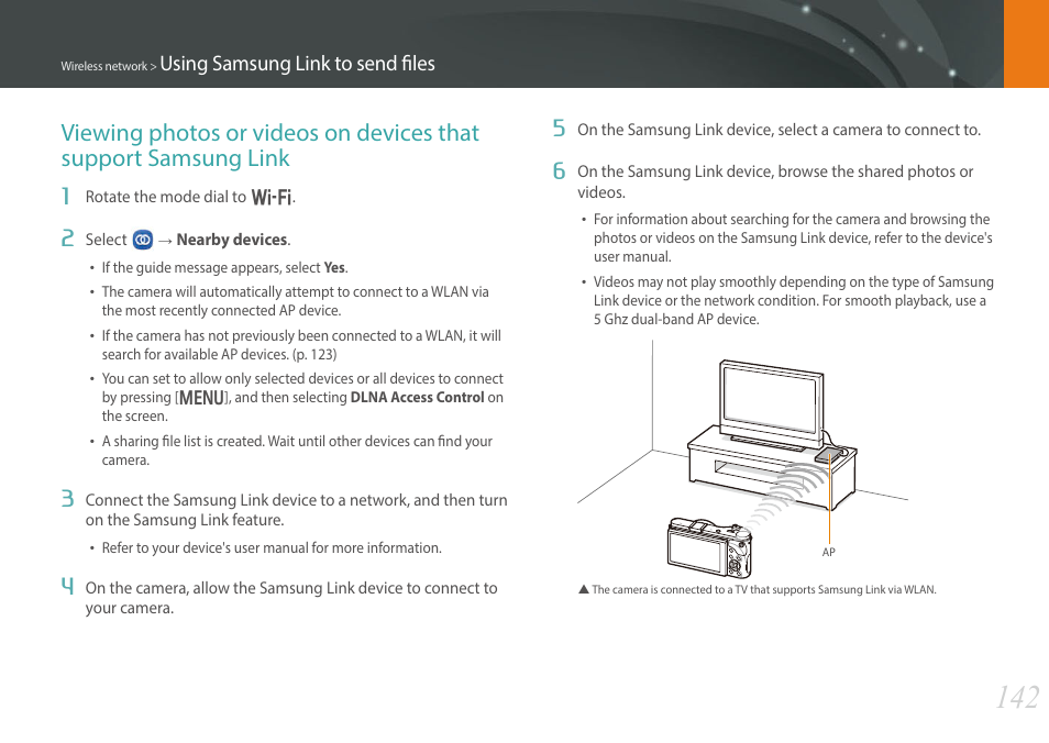 Using samsung link to send files | Samsung EV-NX300MBSTUS User Manual | Page 143 / 203