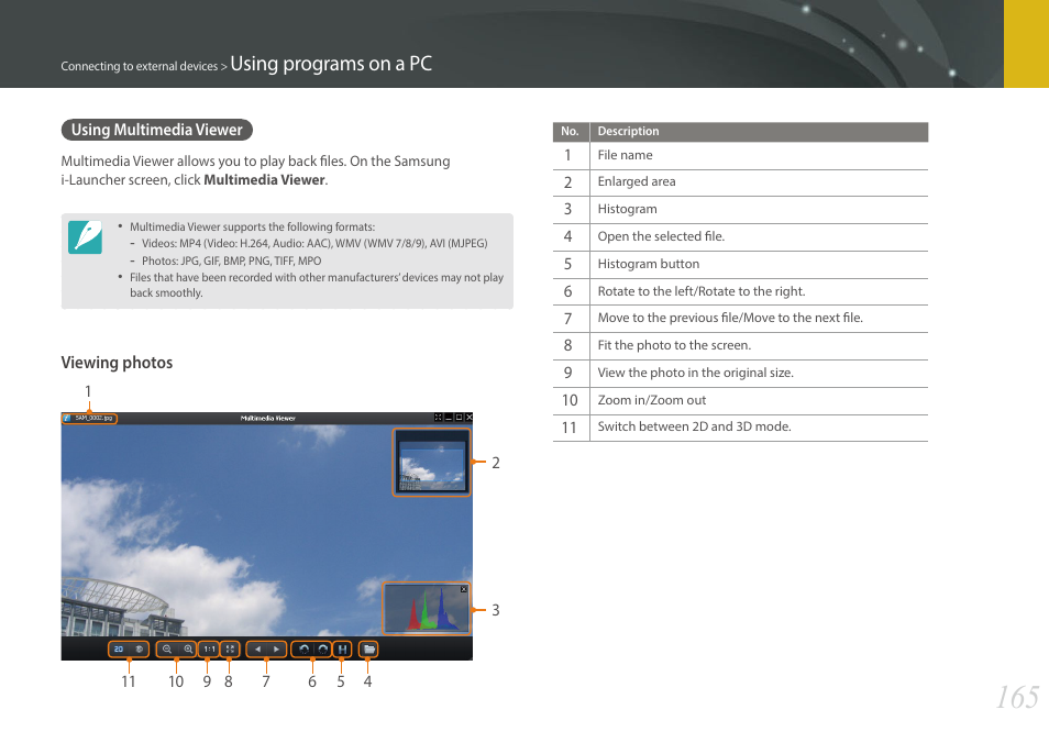 Using multimedia viewer, Using programs on a pc | Samsung EV-NX300MBSTUS User Manual | Page 166 / 203