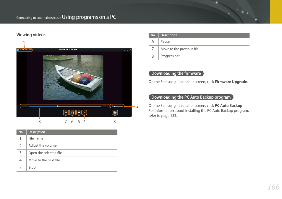 Downloading the firmware, Downloading the pc auto backup program, Using programs on a pc | Samsung EV-NX300MBSTUS User Manual | Page 167 / 203