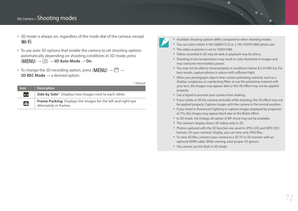 Shooting modes | Samsung EV-NX300MBSTUS User Manual | Page 72 / 203