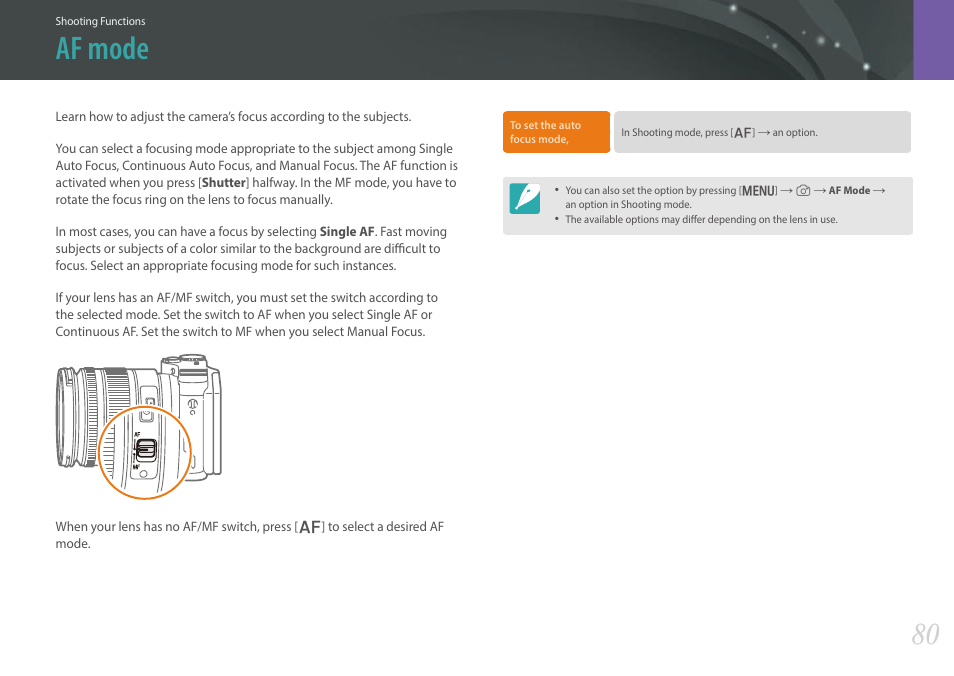 Af mode | Samsung EV-NX300MBSTUS User Manual | Page 81 / 203