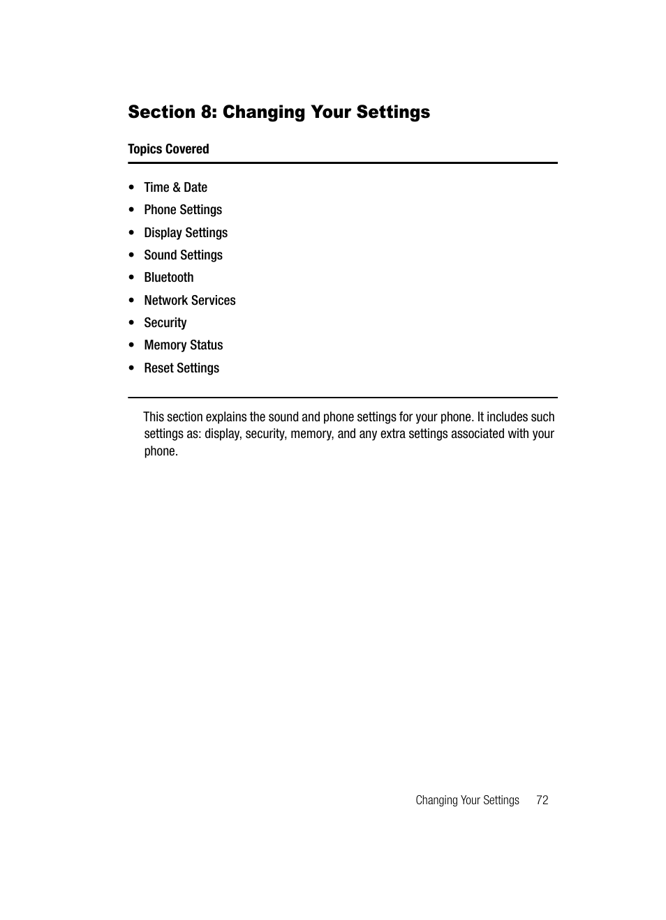 Changing your settings | Samsung SGH-T329NSBTMB User Manual | Page 75 / 143