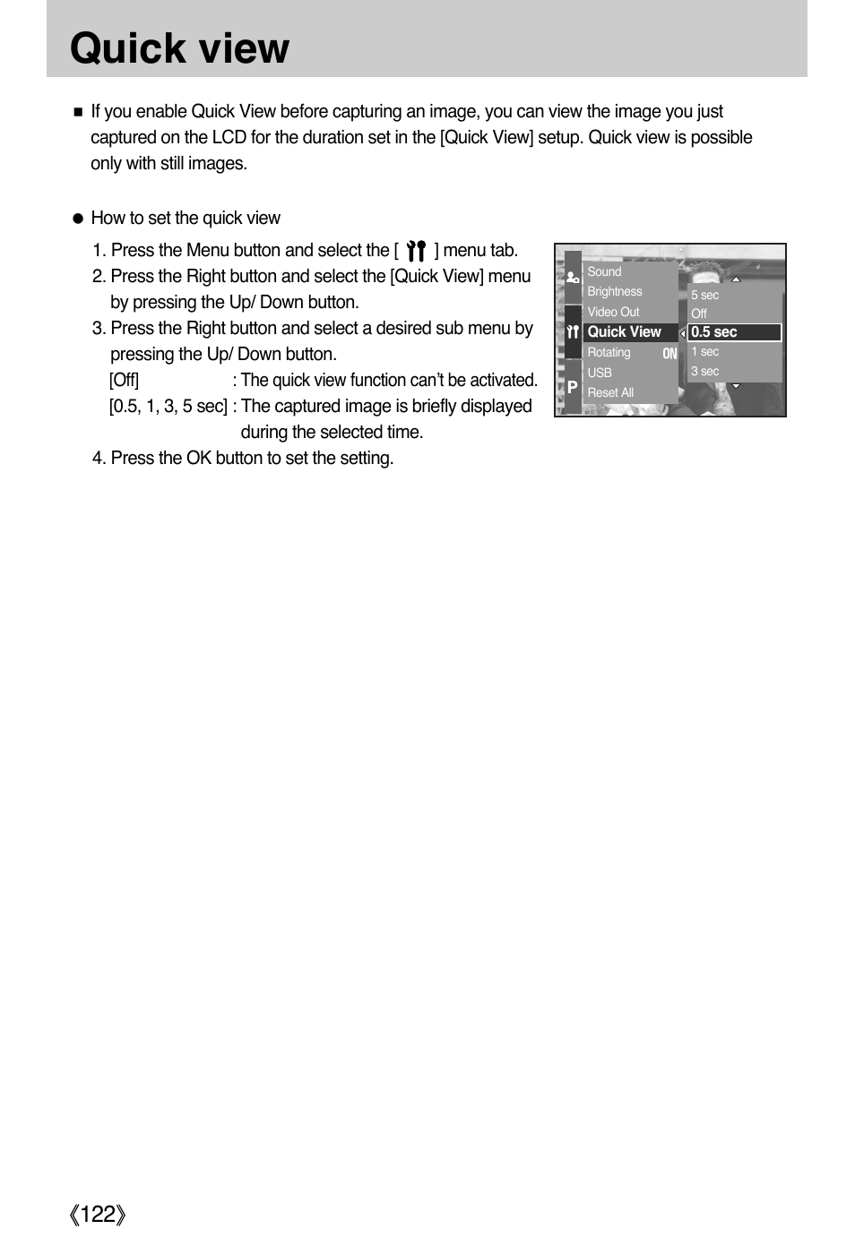 Quick view, Ŝ122ş | Samsung EC-PR815BBA-US User Manual | Page 122 / 164