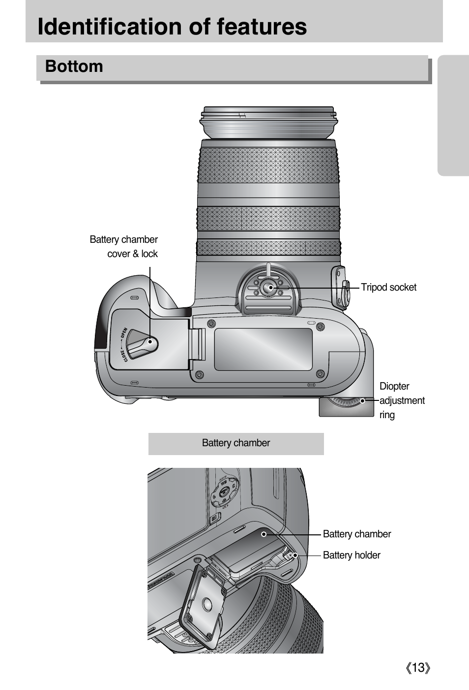 Identification of features, Bottom | Samsung EC-PR815BBA-US User Manual | Page 13 / 164
