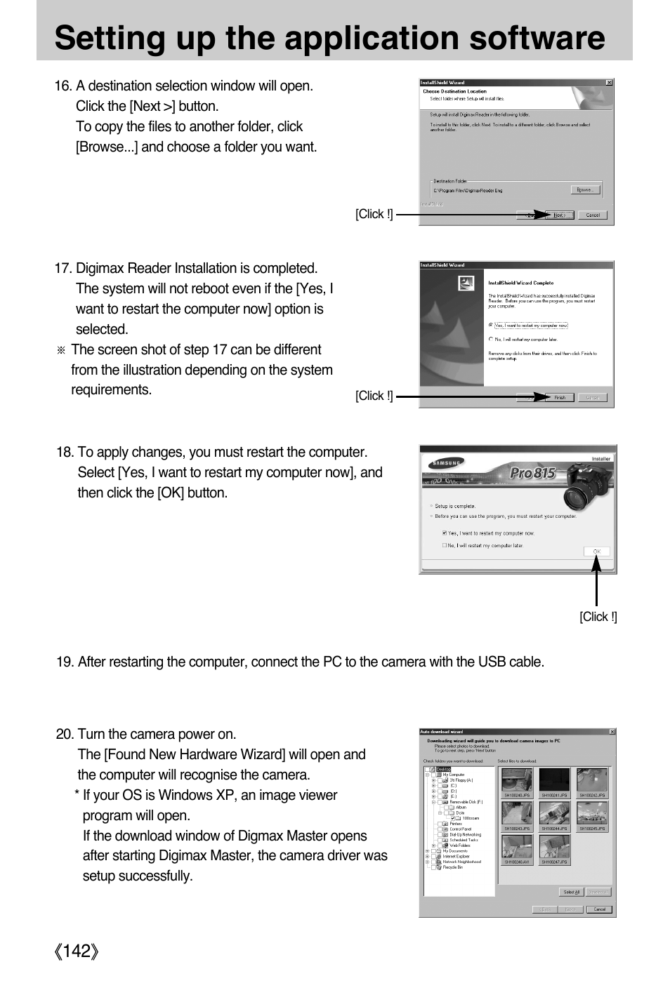 Setting up the application software, Ŝ142ş | Samsung EC-PR815BBA-US User Manual | Page 142 / 164