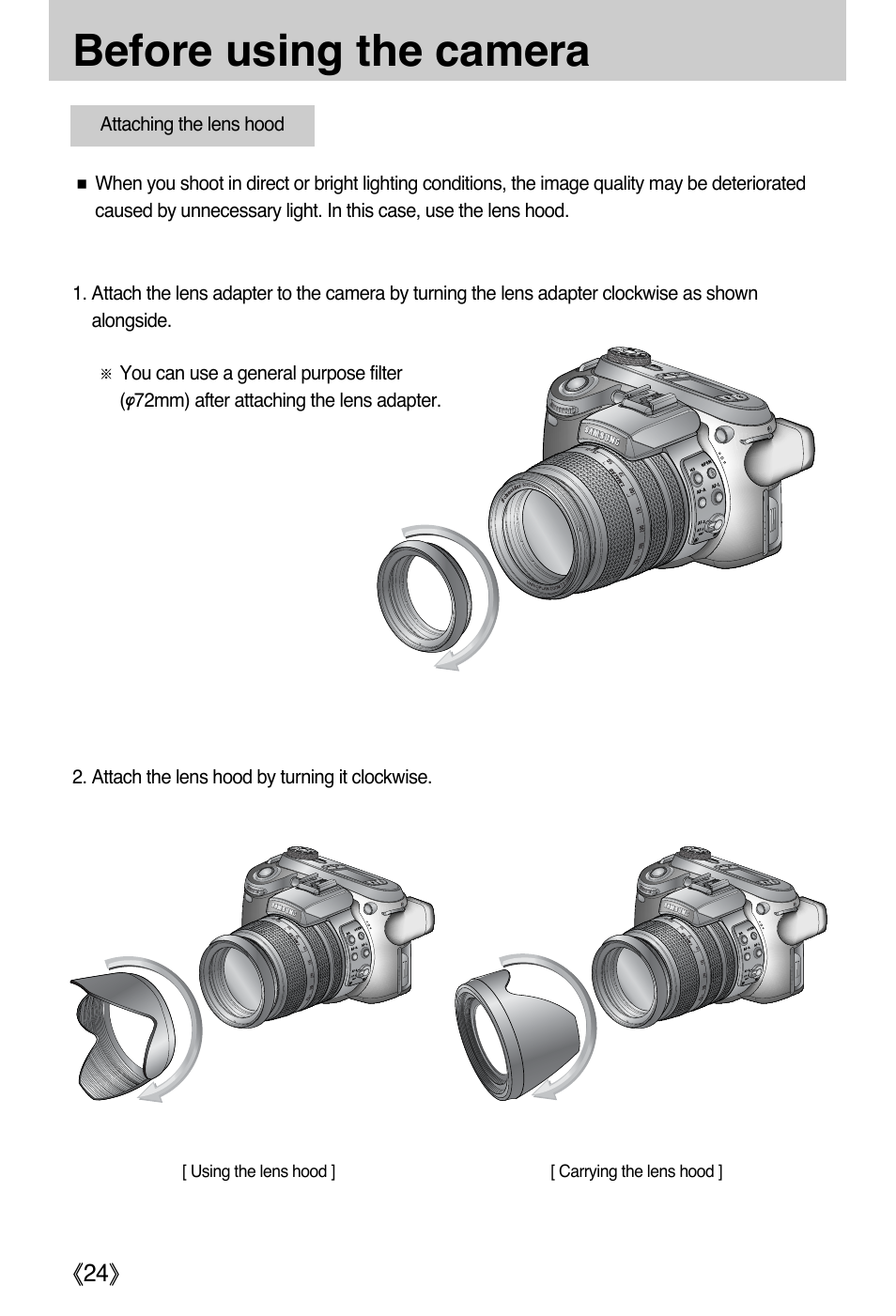 Before using the camera | Samsung EC-PR815BBA-US User Manual | Page 24 / 164