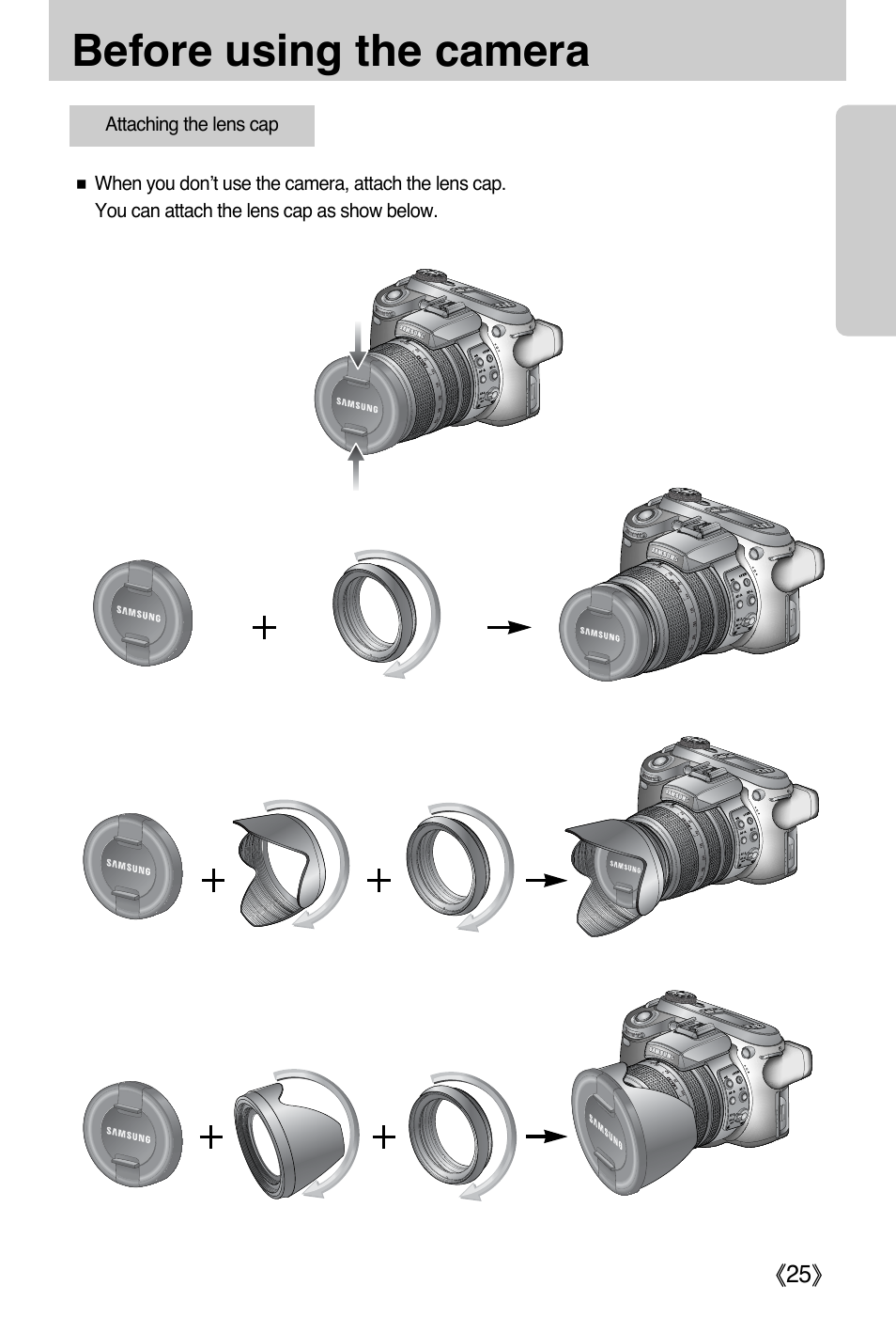 Before using the camera | Samsung EC-PR815BBA-US User Manual | Page 25 / 164