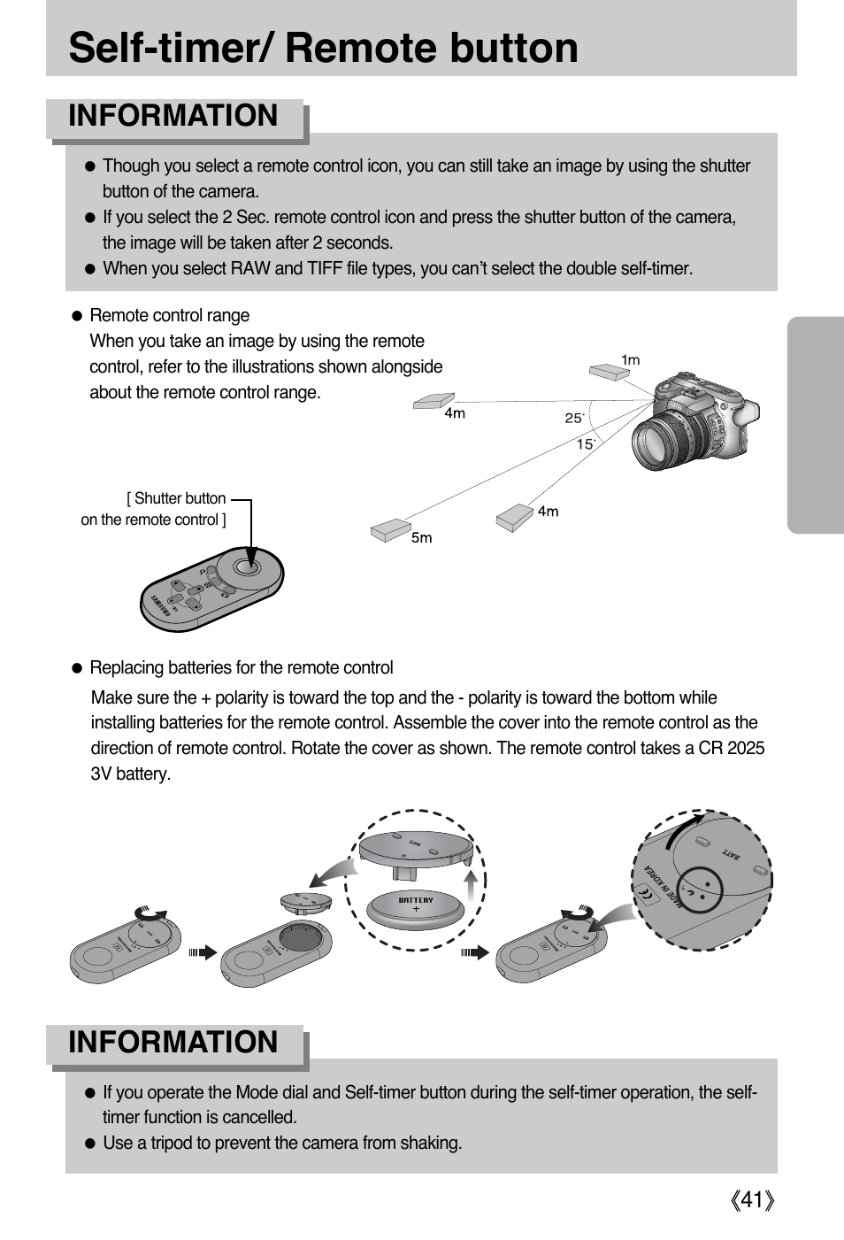 Self-timer/ remote button, Information | Samsung EC-PR815BBA-US User Manual | Page 41 / 164