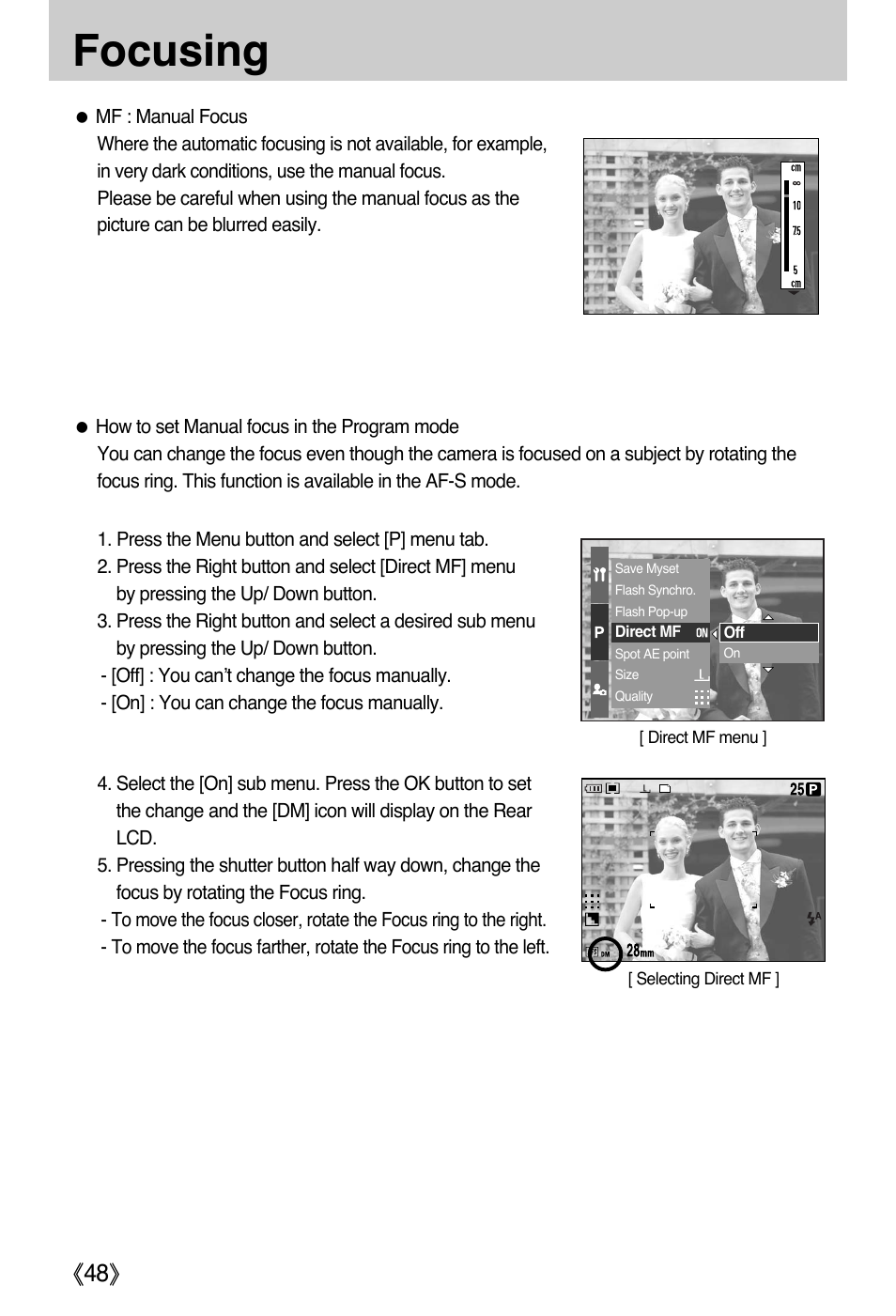 Focusing, Ŝ48ş | Samsung EC-PR815BBA-US User Manual | Page 48 / 164