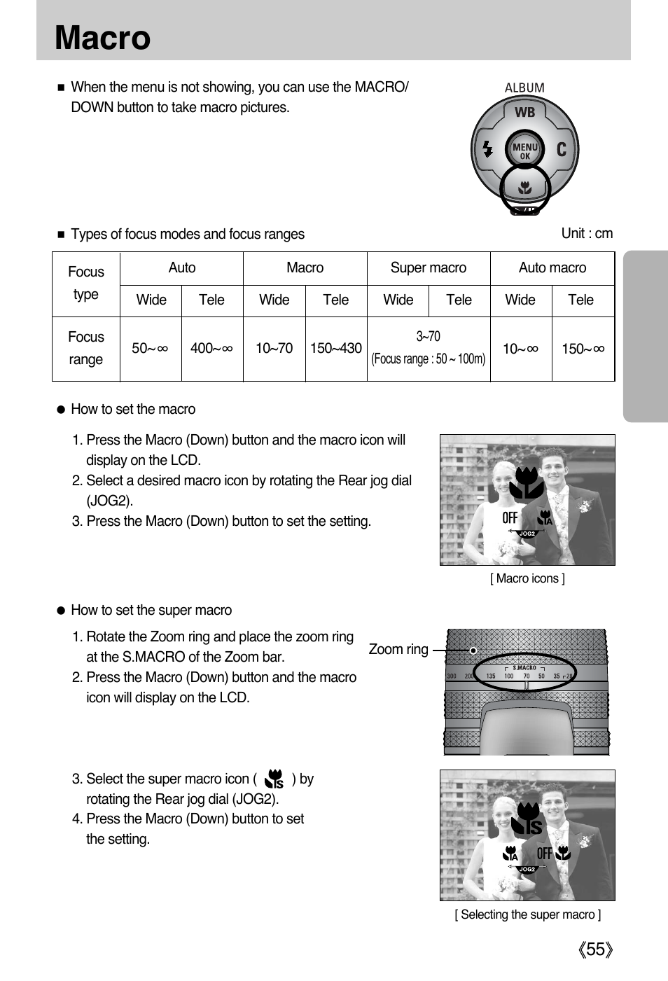 Macro, Ŝ55ş | Samsung EC-PR815BBA-US User Manual | Page 55 / 164