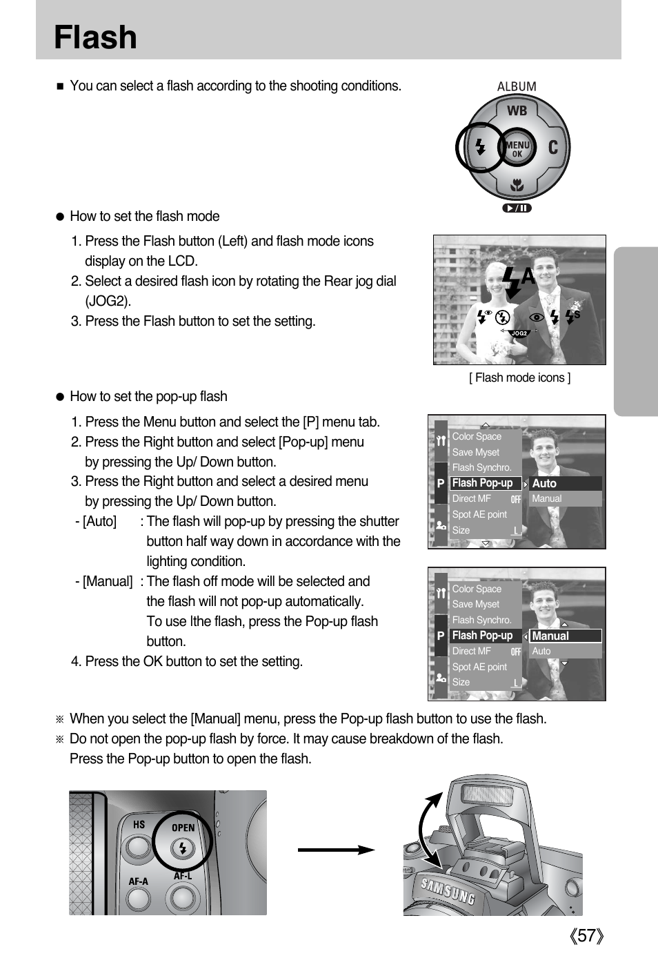 Flash, Ŝ57ş | Samsung EC-PR815BBA-US User Manual | Page 57 / 164