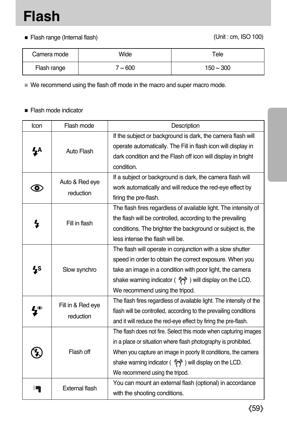 Flash, Ŝ59ş | Samsung EC-PR815BBA-US User Manual | Page 59 / 164