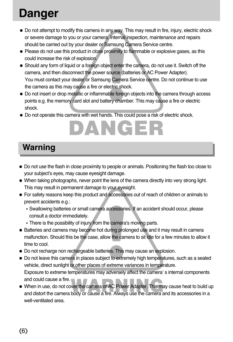Danger, Warning | Samsung EC-PR815BBA-US User Manual | Page 6 / 164