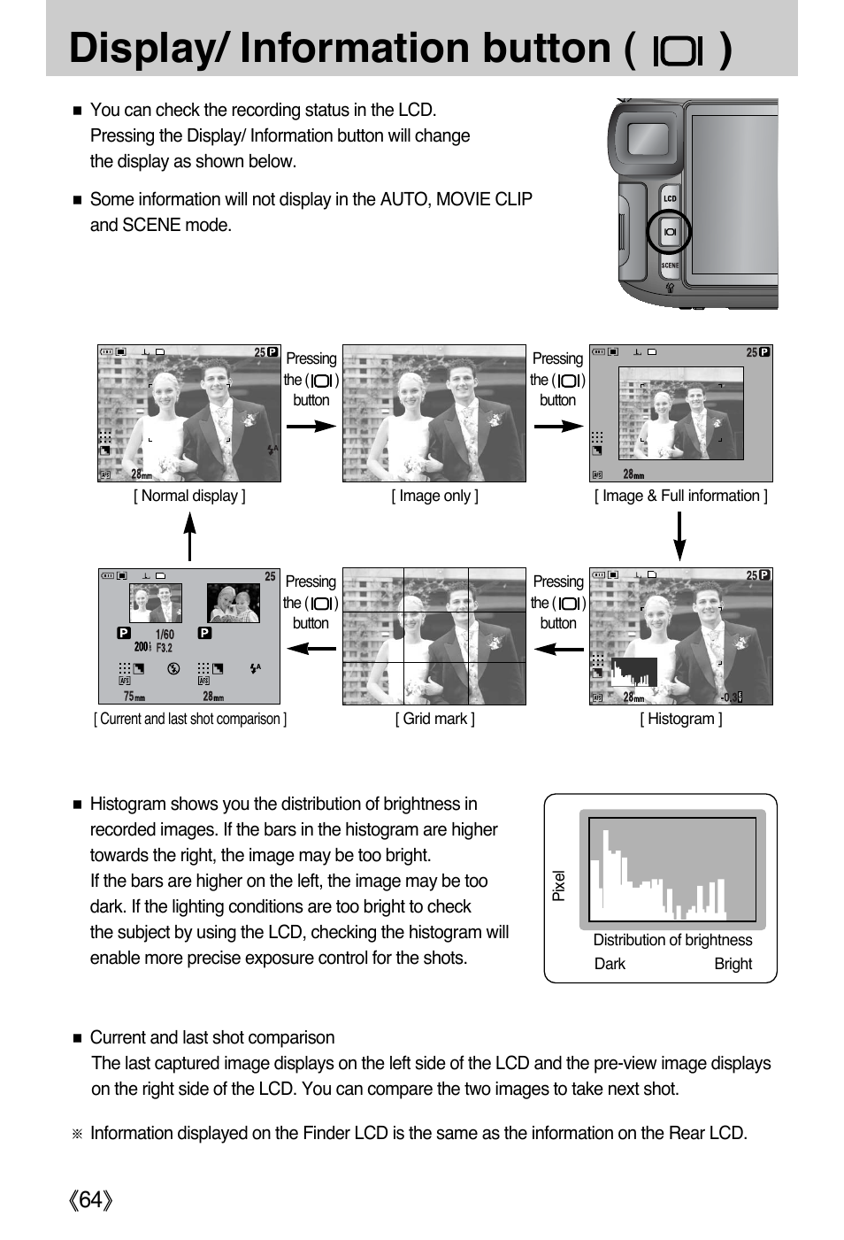 Display/ information button ( ), Ŝ64ş | Samsung EC-PR815BBA-US User Manual | Page 64 / 164