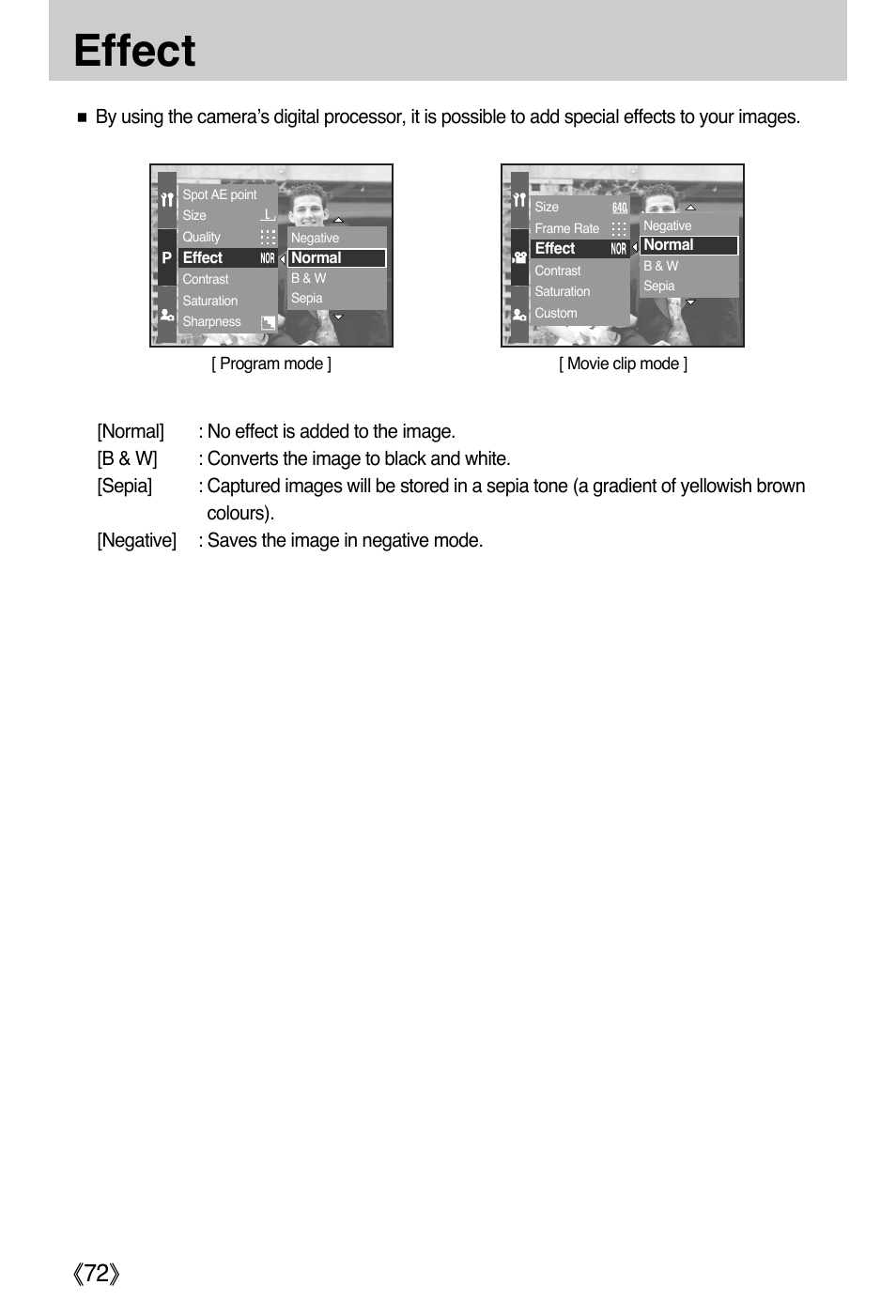 Effect, Ŝ72ş | Samsung EC-PR815BBA-US User Manual | Page 72 / 164