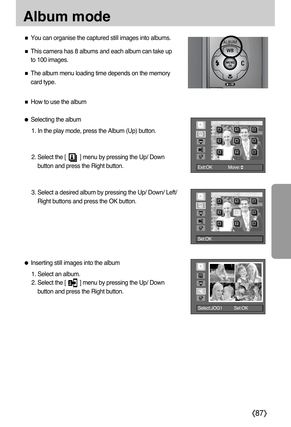 Album mode, Ŝ87ş | Samsung EC-PR815BBA-US User Manual | Page 87 / 164