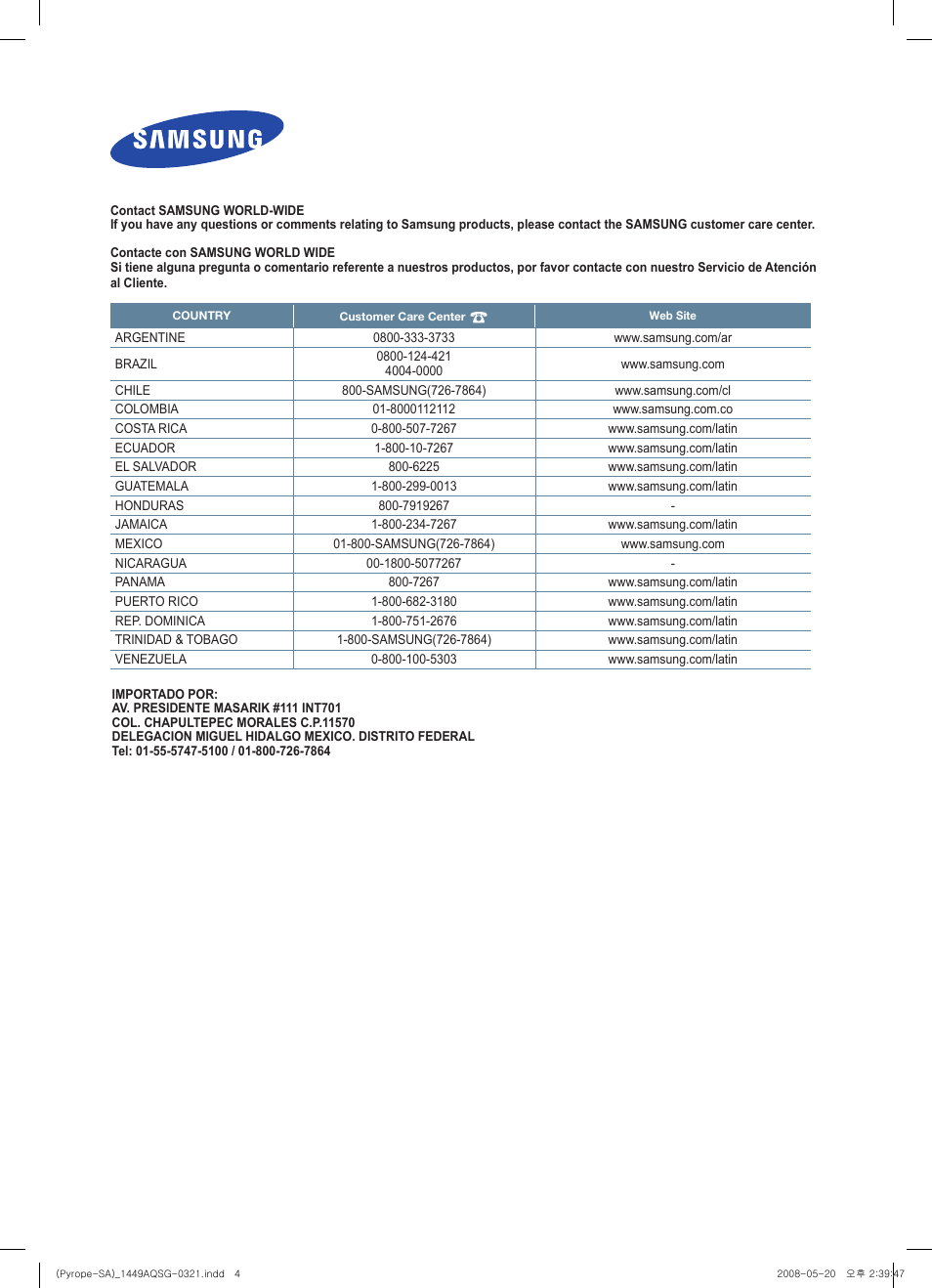 Samsung PL50A450P1XZP User Manual | Page 5 / 5